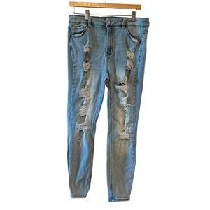 Wax Jeans High-Rise Skinny Distressed Jean Size 16 Stretch